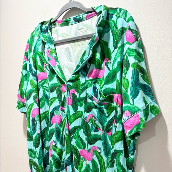 Little Sleepies Flamingo and Leaf Print Tropical Pajama Shirt Bamboo Spandex XL - Picture 3 of 4